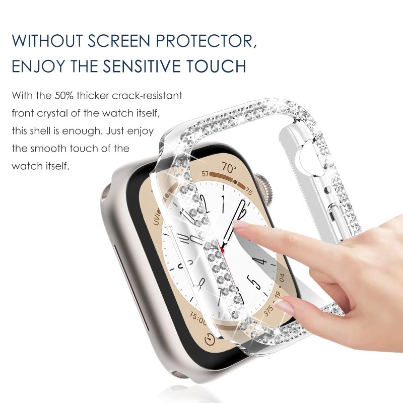 NewWays 5-Pack Bling Cases Compatible for Apple Watch 40mm Series 4 5 6 SE, Sparkling Diamonds Glitter Crystal Rhinestone Protective Bumper for iWatch (40mm, Black/Pink/Rose Gold/Silver/Clear) - Image 3